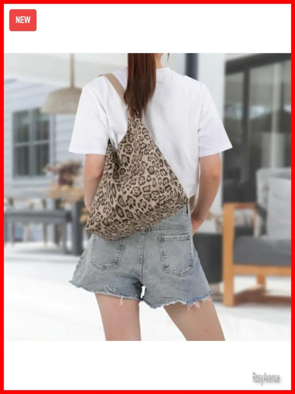 Faux Suede Leather Leopard Print Hobo Shoulder Bag Large Vintage Satchel